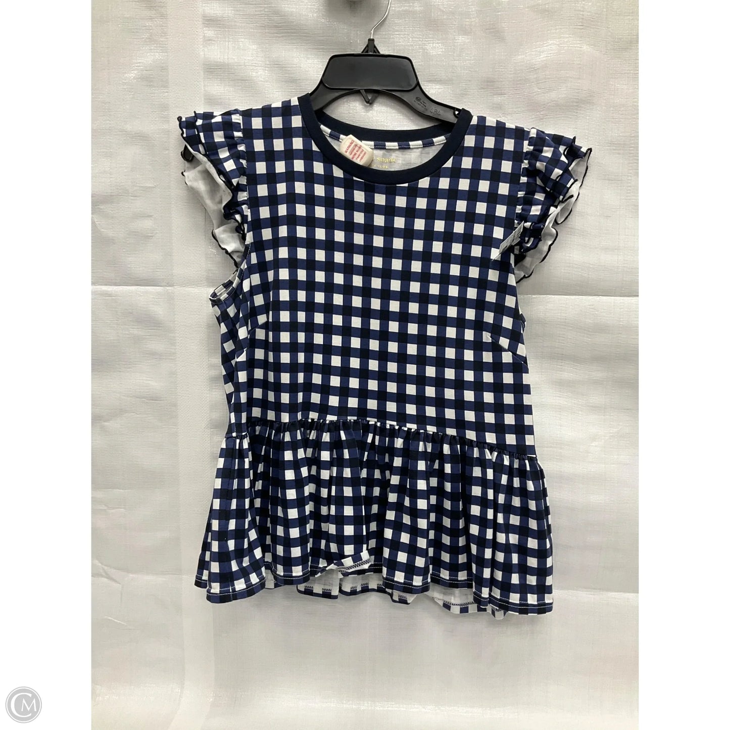 Top Short Sleeve Designer By Kate Spade In Plaid Pattern, Size: M