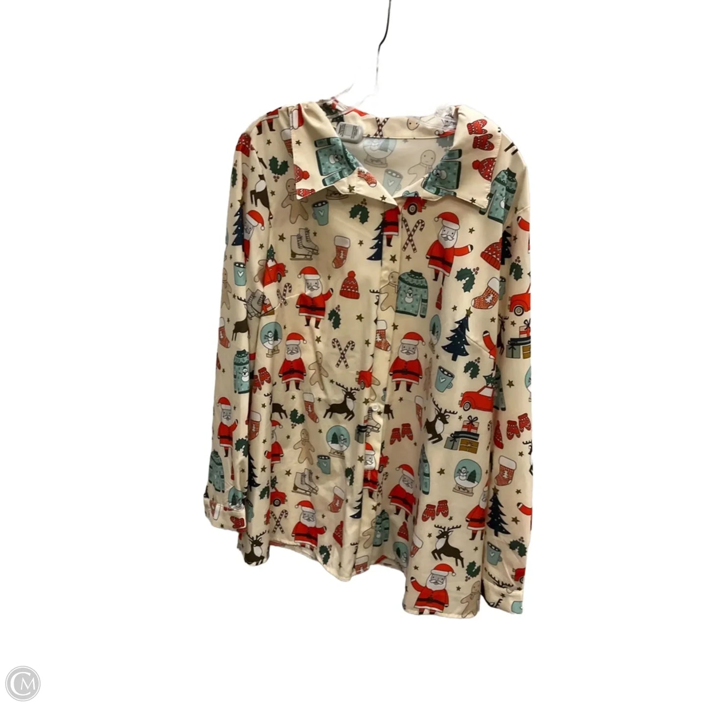 Blouse Long Sleeve By Shein In Cream, Size: 3x