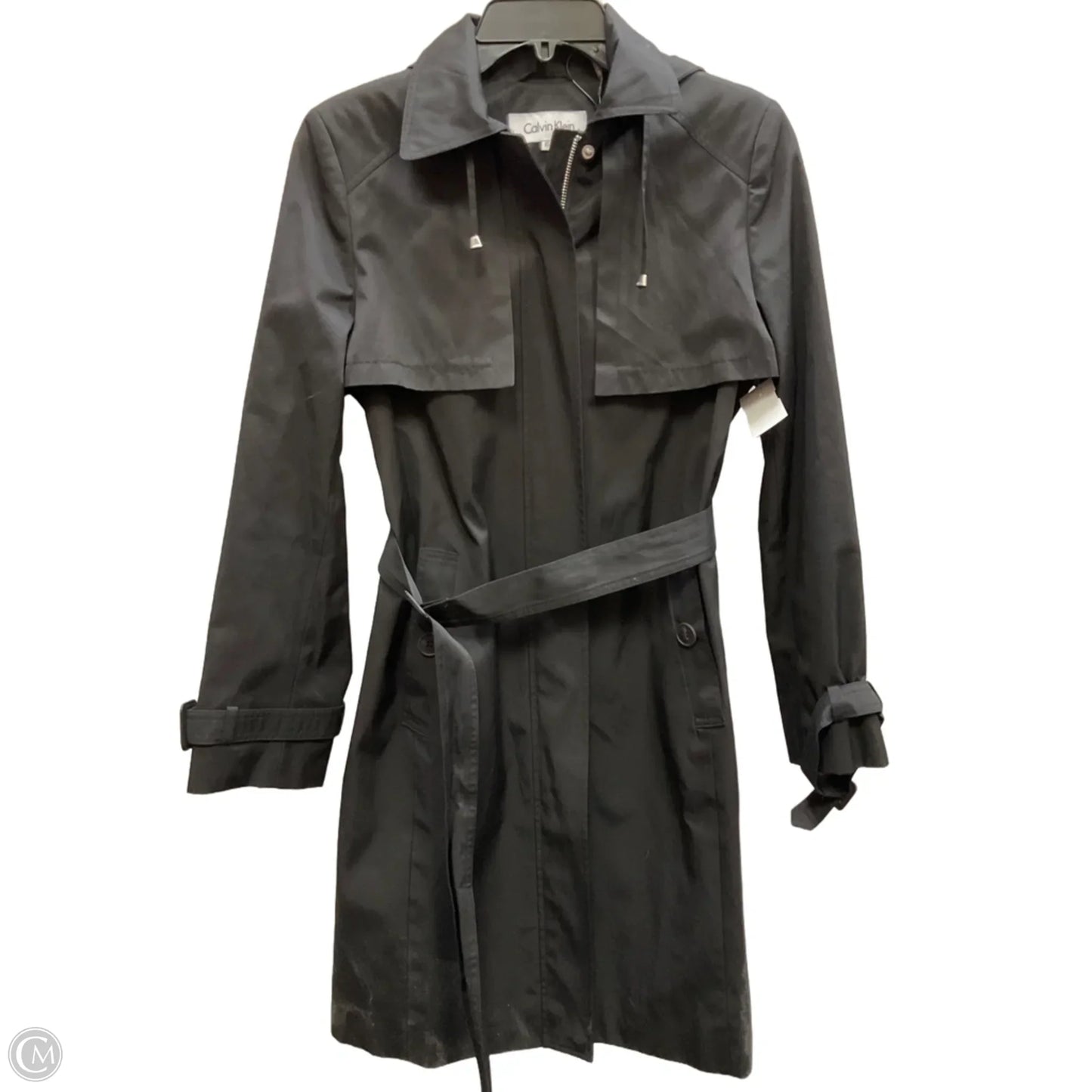 Coat Raincoat By Calvin Klein In Black, Size: Xs