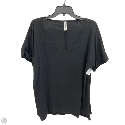 Top Short Sleeve By Zenana In Black, Size: 1x