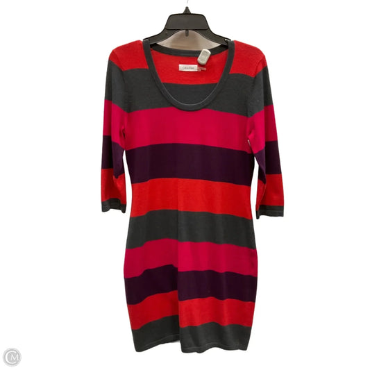 Dress Sweater By Calvin Klein In Striped Pattern, Size: M