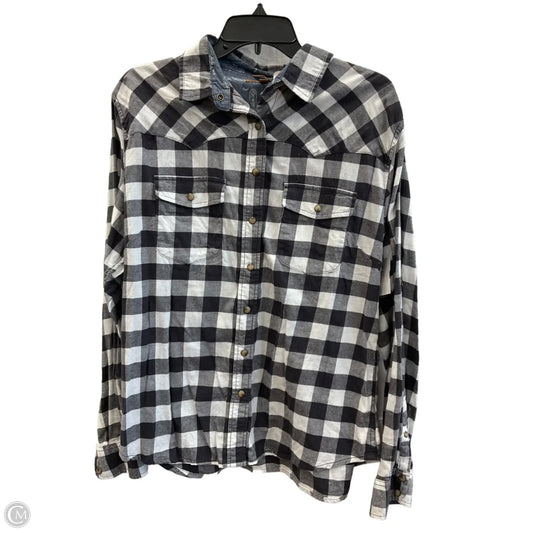 Blouse Long Sleeve By Jachs Girlfirend In Plaid Pattern, Size: L