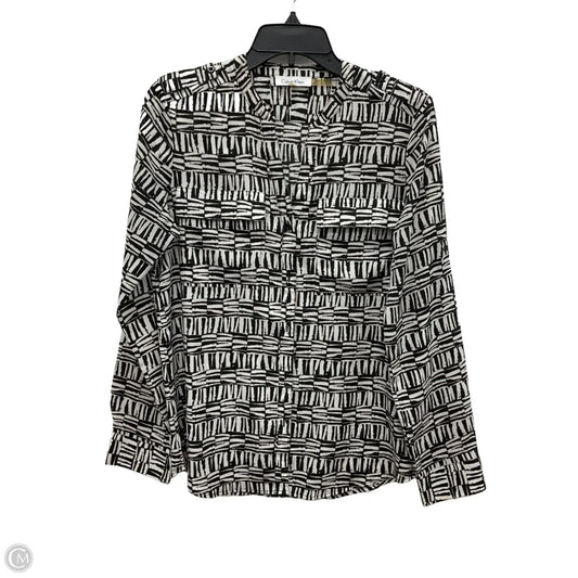 Blouse Sleeveless By Calvin Klein In Black & White, Size: S