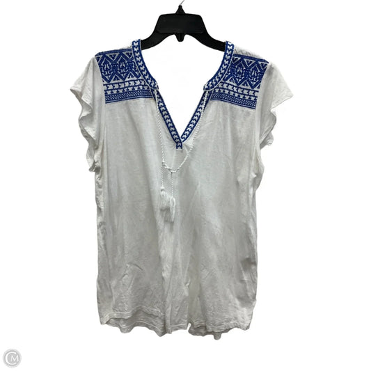Top Short Sleeve By Liz Claiborne In White, Size: L