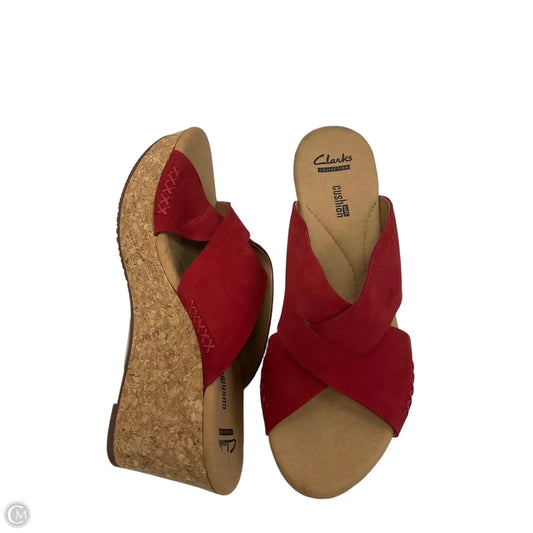 Sandals Heels Platform By Clarks In Red, Size: 8.5