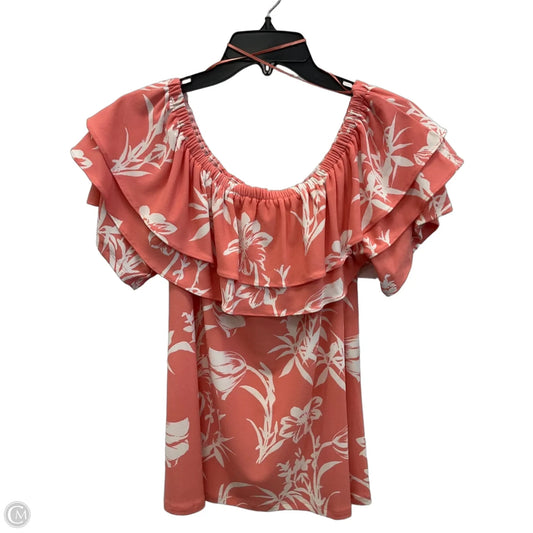 Top Short Sleeve By Charter Club In Floral Print, Size: L