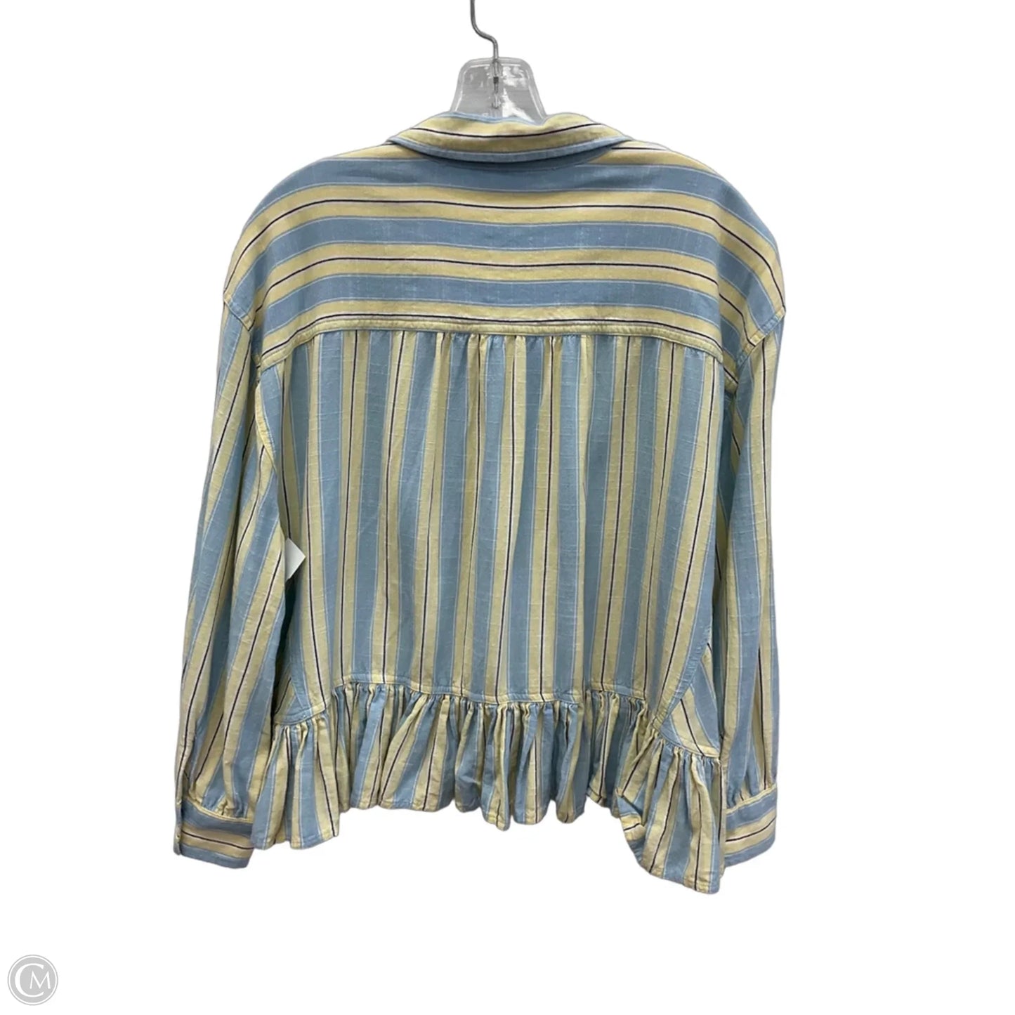 Blouse Long Sleeve By Lc Lauren Conrad In Blue & Yellow, Size: Xxl