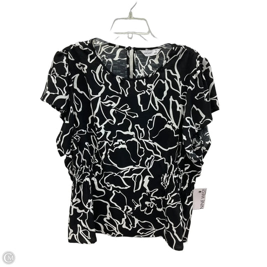 Top Short Sleeve By Nine West In Black & White, Size: Xl