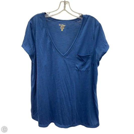 Top Short Sleeve Designer By Lilly Pulitzer In Blue, Size: Xl