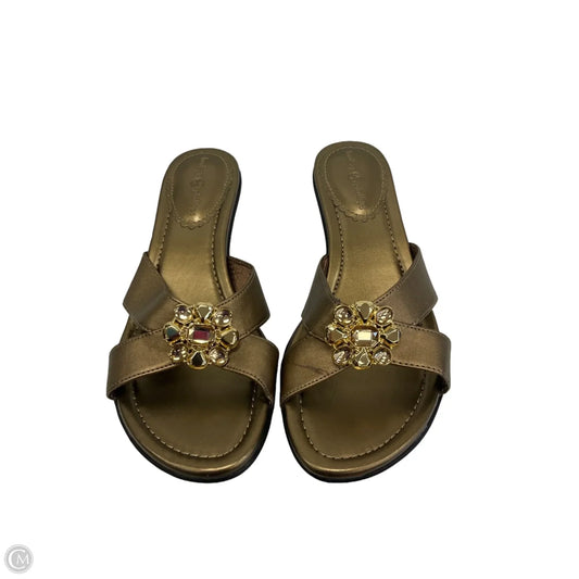 Sandals Heels Block By Lindsay Phillips In Gold, Size: 7