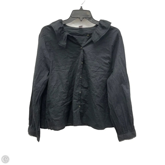 Blouse Long Sleeve By Old Navy In Black, Size: L