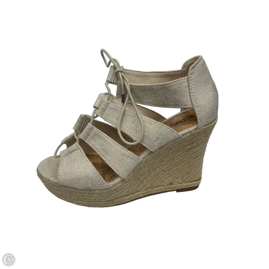 Sandals Heels Platform By Merona In Beige, Size: 7.5