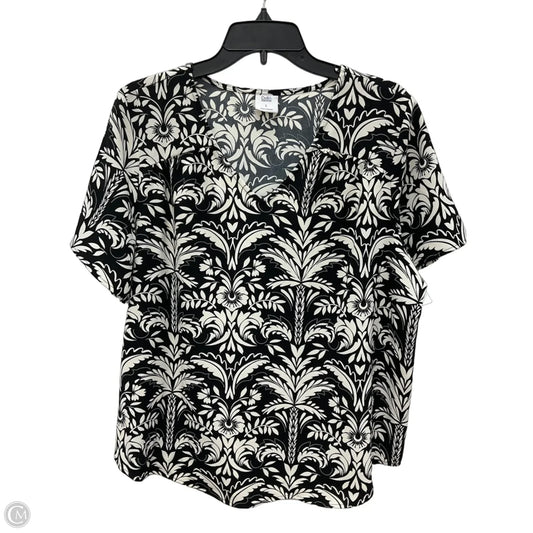 Top Short Sleeve By Croft And Barrow In Black & White, Size: L