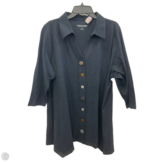 Tunic 3/4 Sleeve By Soft Surroundings In Black, Size: 2x