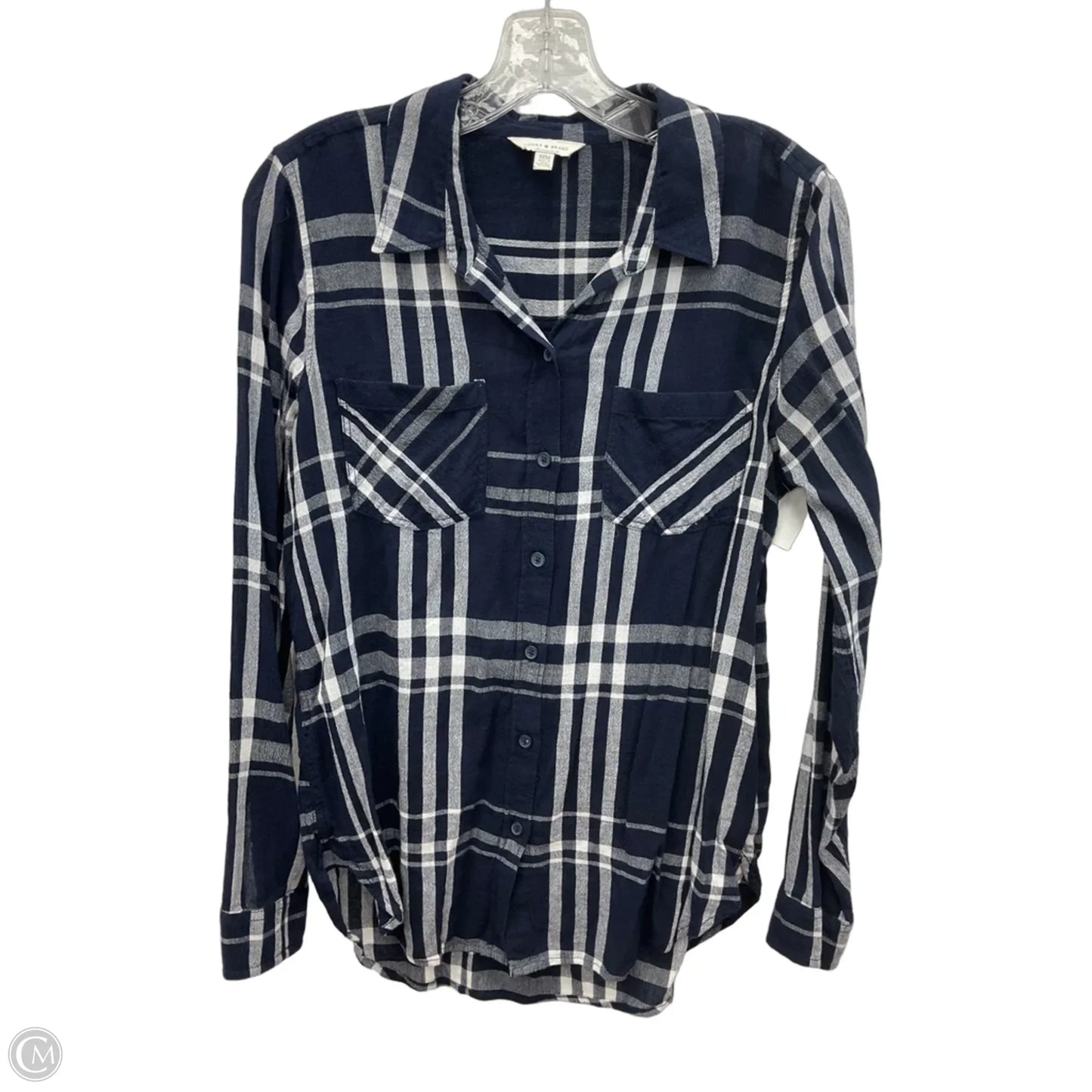 Blouse Long Sleeve By Lucky Brand In Blue, Size: M