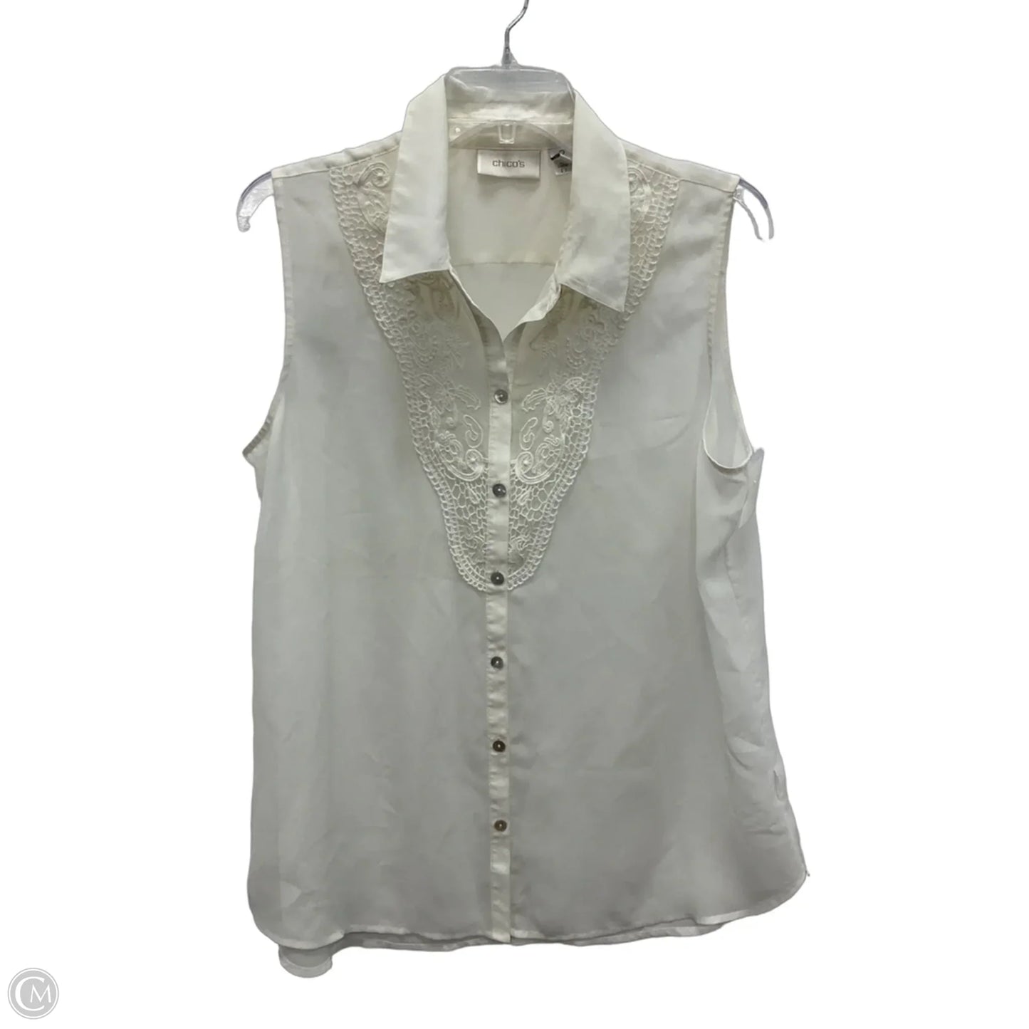Top Sleeveless By Chicos In Cream, Size: L