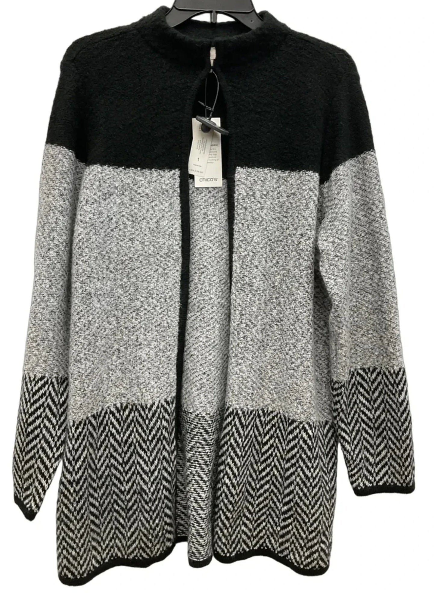Cardigan By Chicos In Black & Grey, Size: M