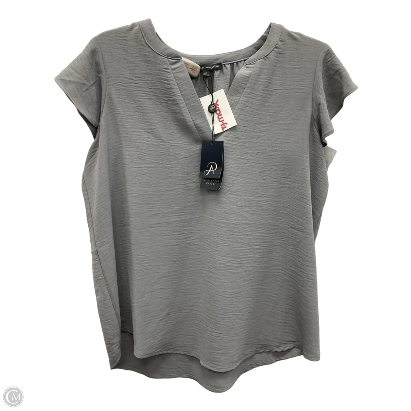 Top Short Sleeve By Adrianna Papell In Grey, Size: S