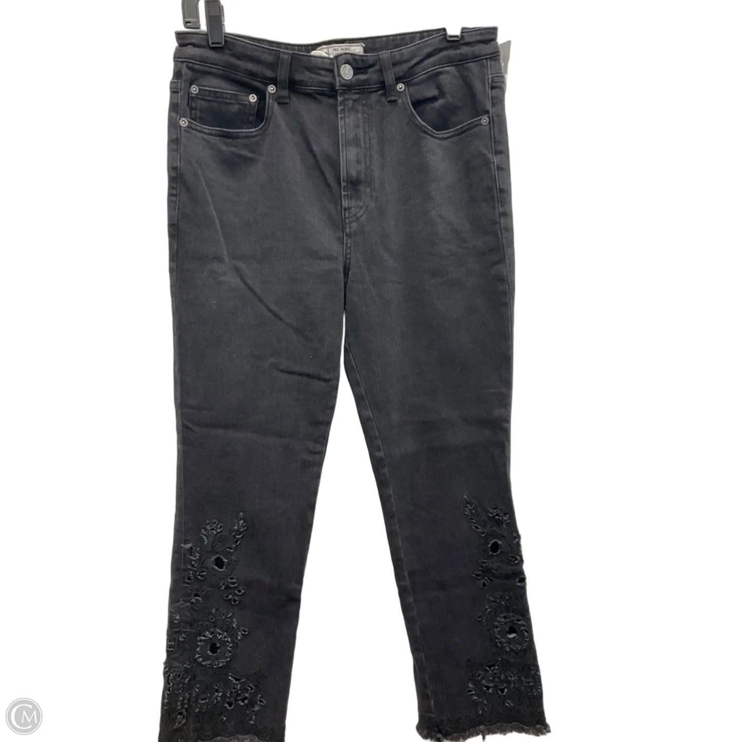 Jeans Straight By Free People In Black Denim, Size: 8