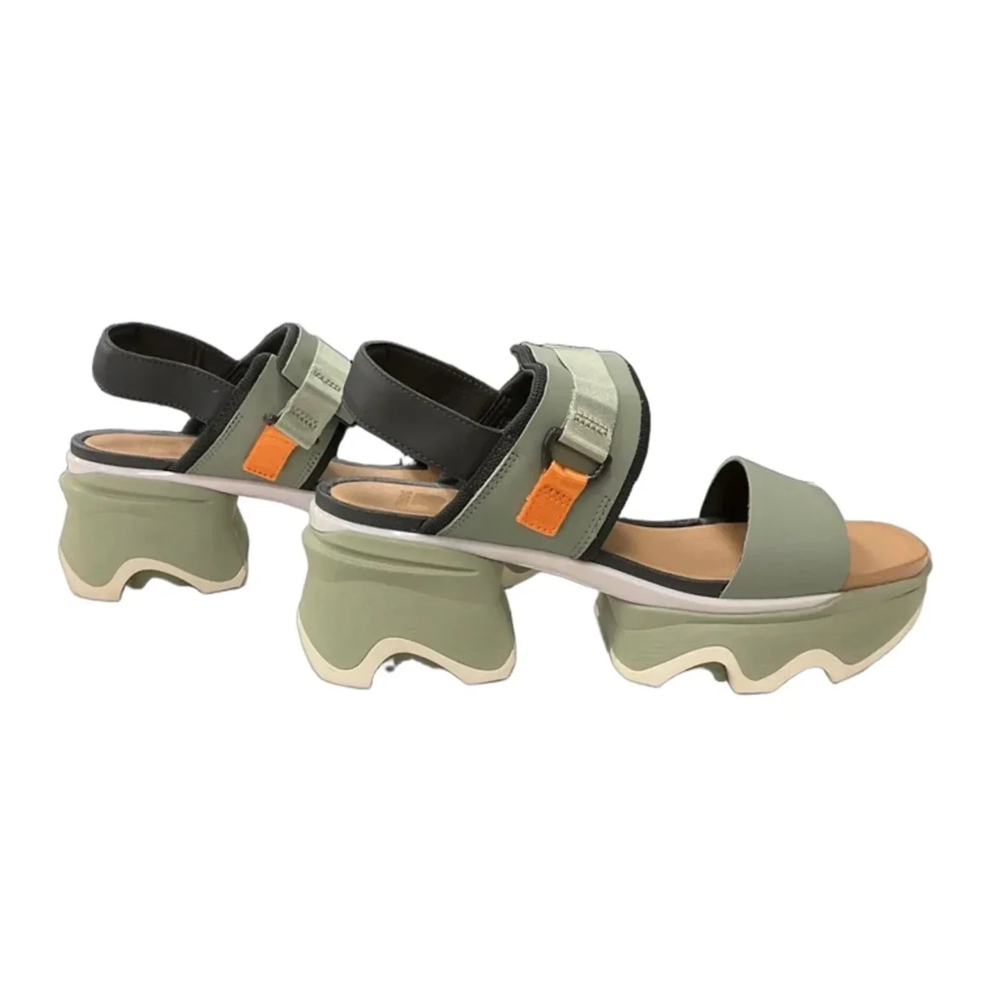 Sandals Heels Block By Sorel In Green, Size: 10.5