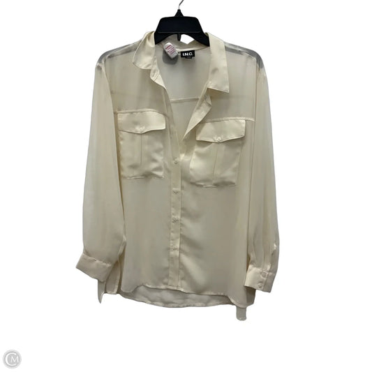 Blouse Long Sleeve By Inc In Cream, Size: M