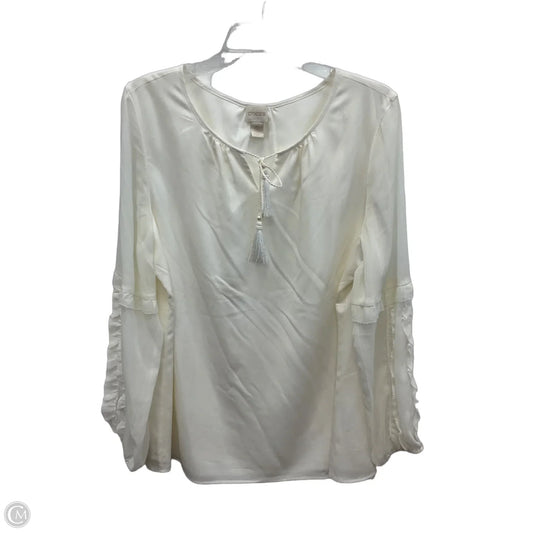 Top 3/4 Sleeve By Chicos In White, Size: L