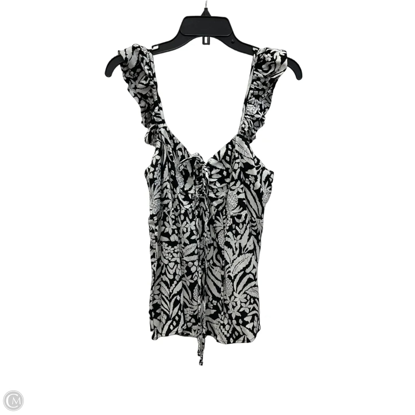 Top Sleeveless By Loft In Black & White, Size: M