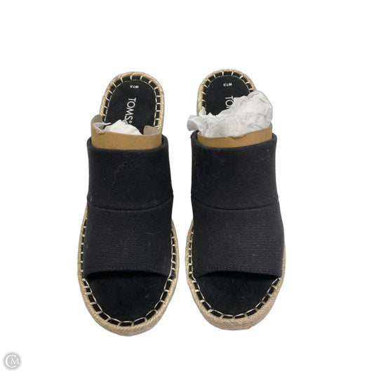 Sandals Heels Wedge By Toms In Black & Tan, Size: 7.5