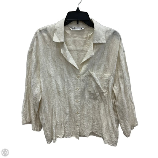 Blouse 3/4 Sleeve By Zara In Cream, Size: Xl
