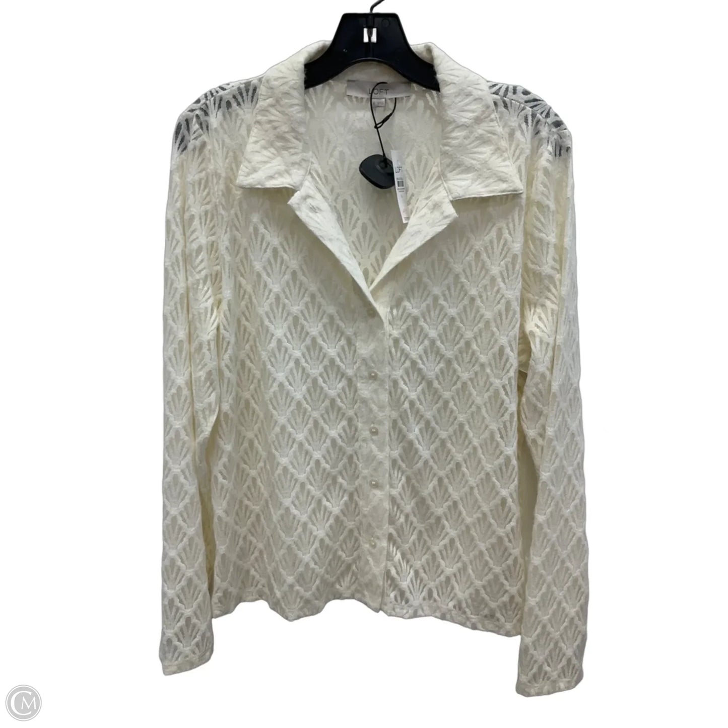 Blouse Long Sleeve By Loft In Cream, Size: Xl