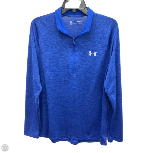 Athletic Top Long Sleeve Collar By Under Armour In Blue, Size: M
