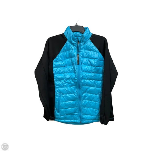 Jacket Puffer & Quilted By Calvin Klein In Black & Blue, Size: Xl