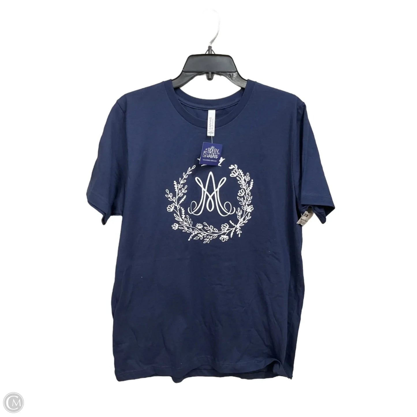 Top Short Sleeve Basic By Bella + Canvas In Blue & White, Size: L