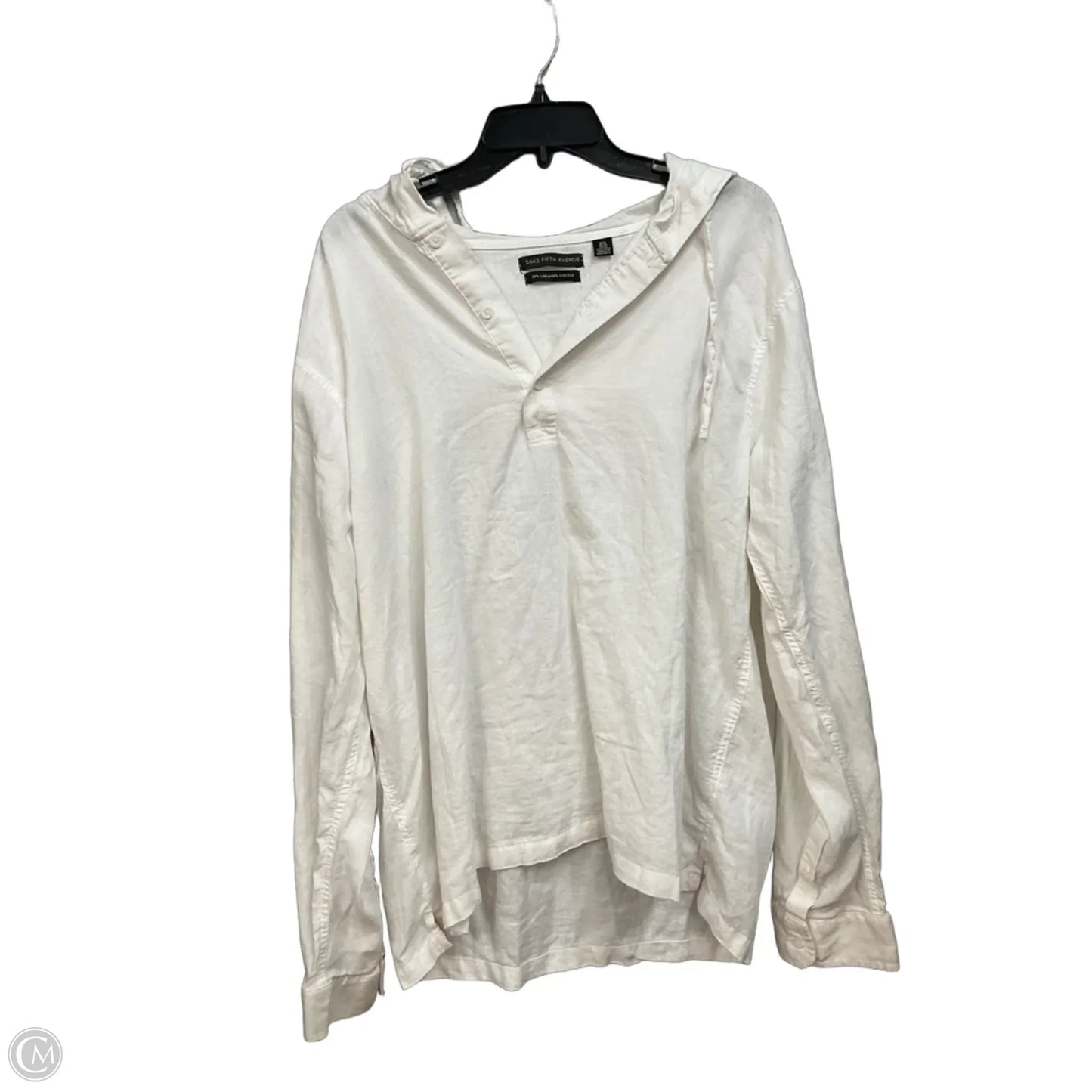 Top Long Sleeve By Saks Fifth Avenue In Cream, Size: Xxl