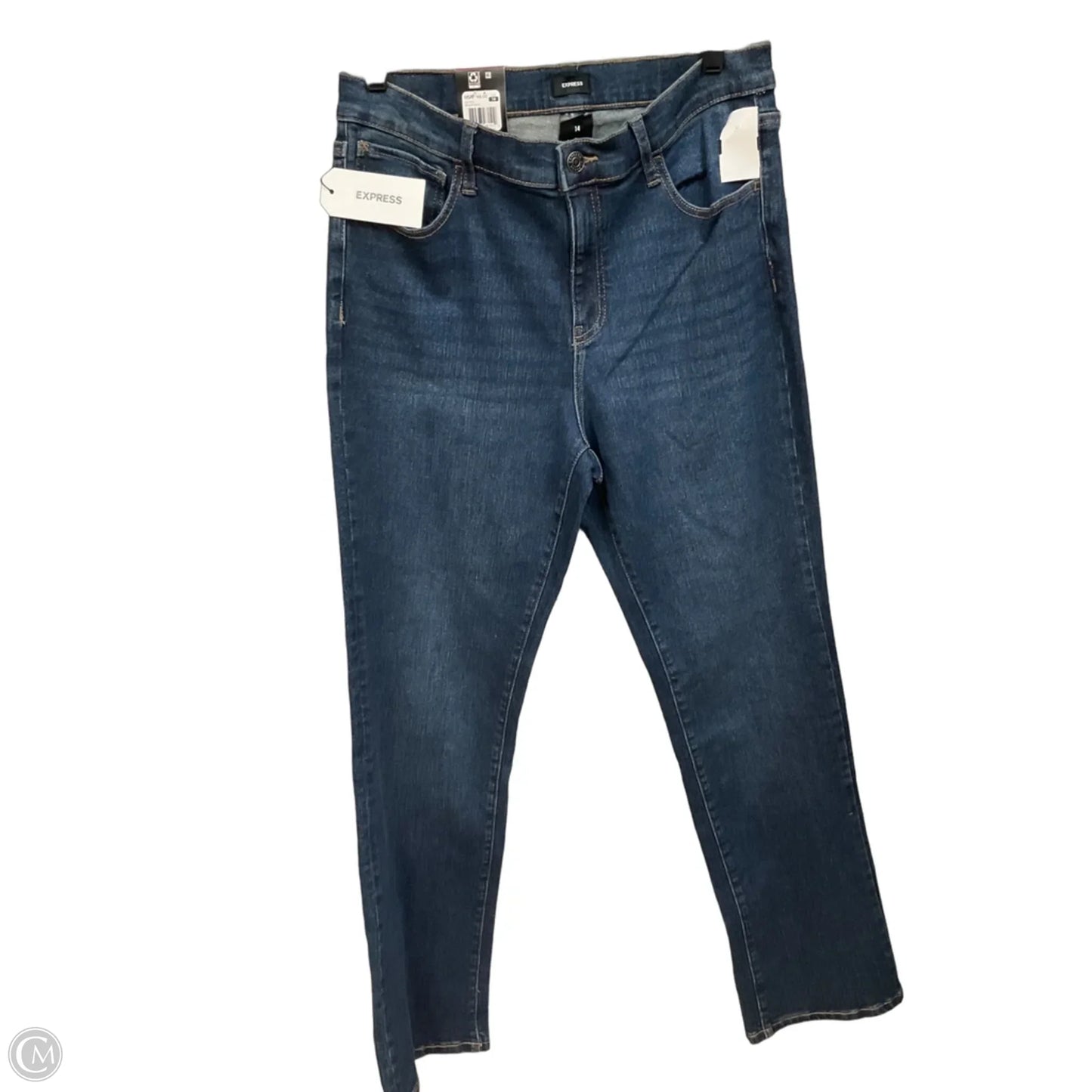 Jeans Boot Cut By Express In Blue Denim, Size: 14