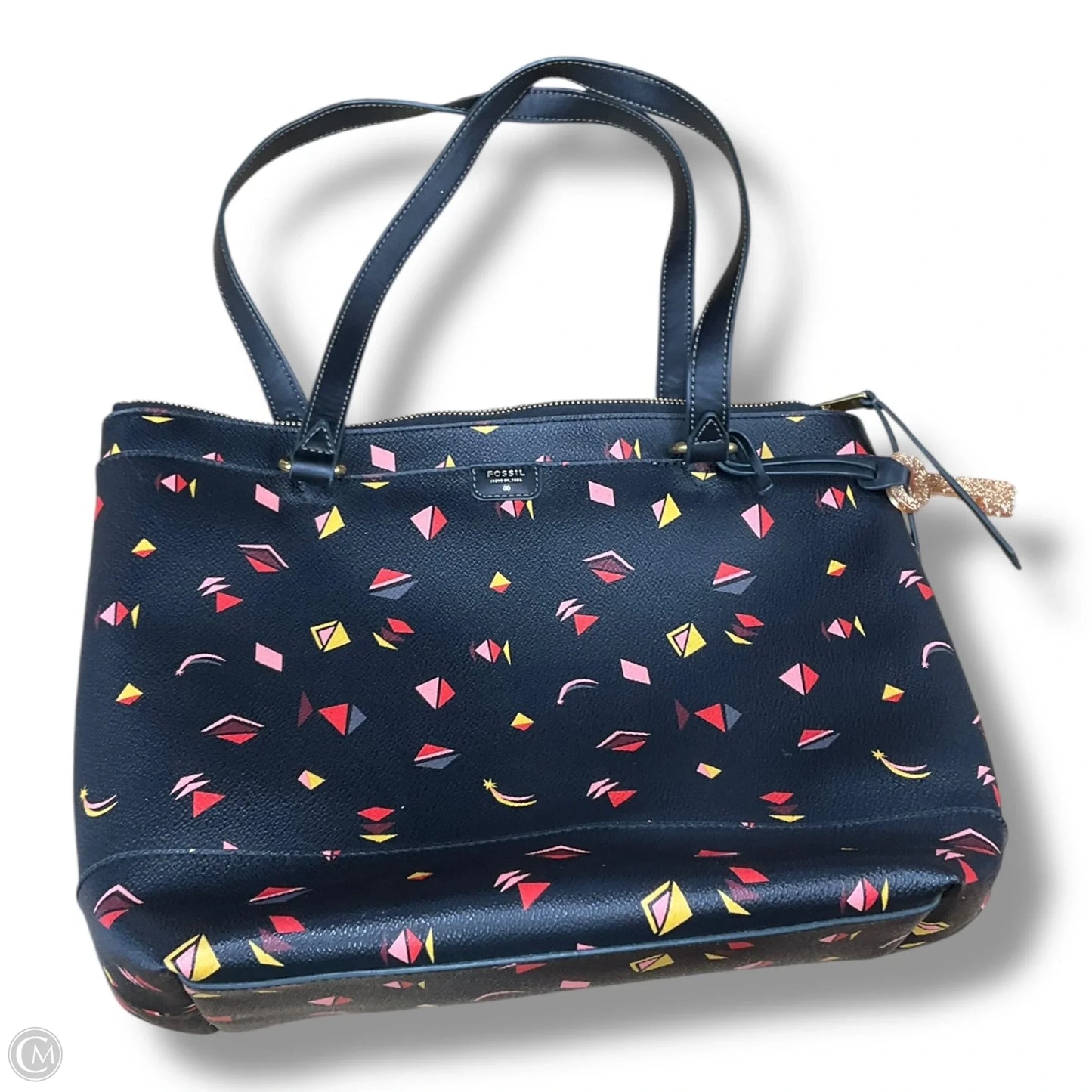 Handbag Leather By Fossil, Size: Medium