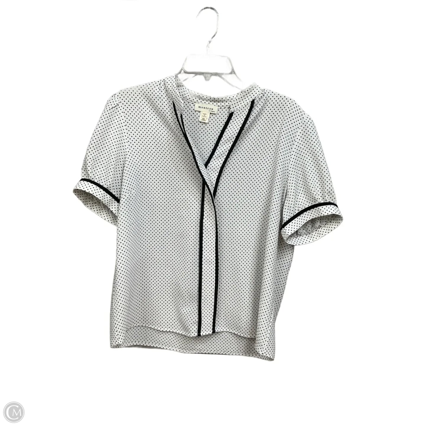 Blouse Short Sleeve By Monteau In Polkadot Pattern, Size: Xl