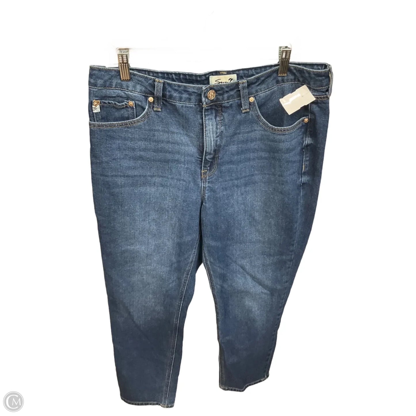 Jeans Straight By Seven 7 In Blue Denim, Size: 12