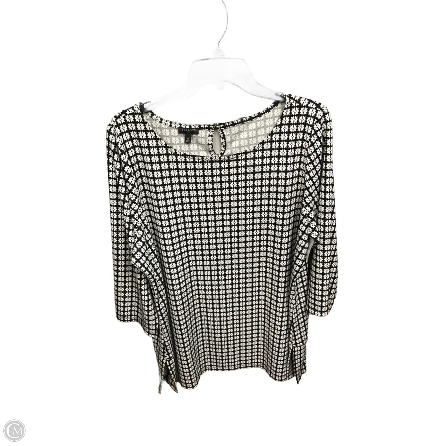Top 3/4 Sleeve By Talbots In Black & White, Size: 1x