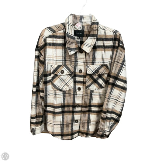 Jacket Shirt By Love Tree In Plaid Pattern, Size: M