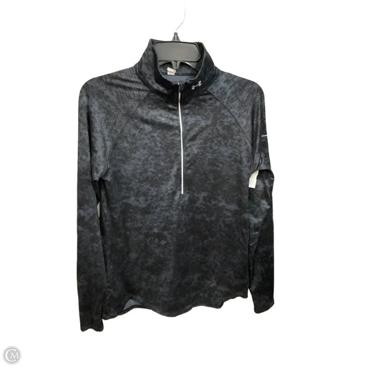 Athletic Top Long Sleeve Collar By Under Armour In Black & Grey, Size: L