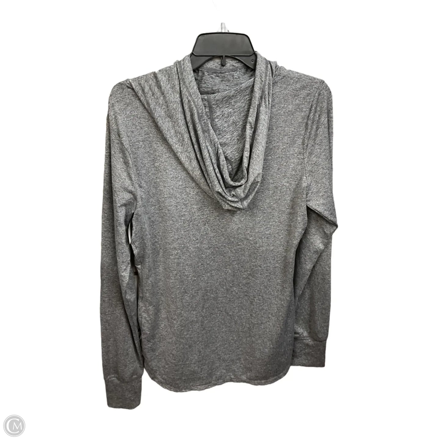 Athletic Top Long Sleeve Hoodie By Reebok In Grey, Size: L