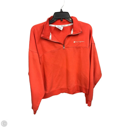 Athletic Top Long Sleeve Collar By Champion In Coral, Size: L