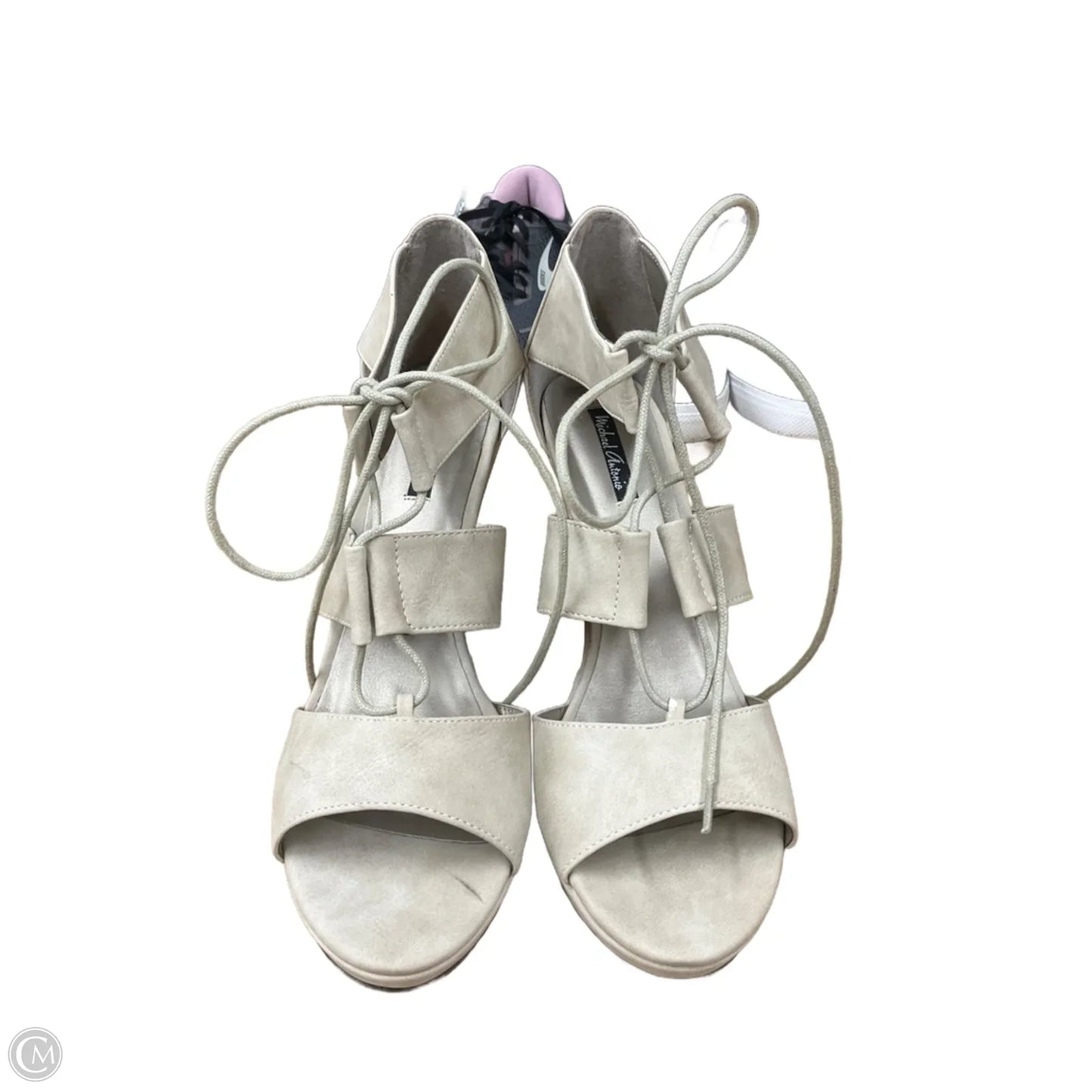 Sandals Heels Wedge By Michael Antonio In Beige, Size: 10