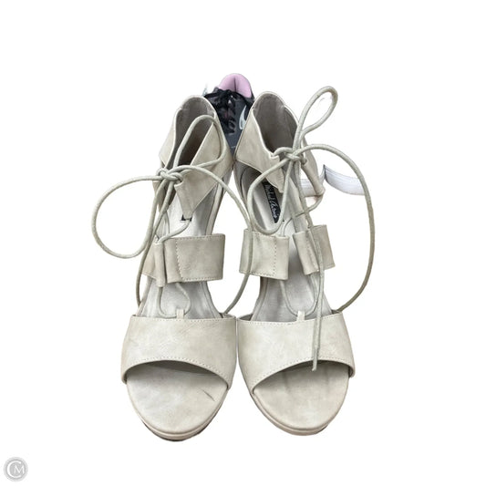 Sandals Heels Wedge By Michael Antonio In Beige, Size: 10