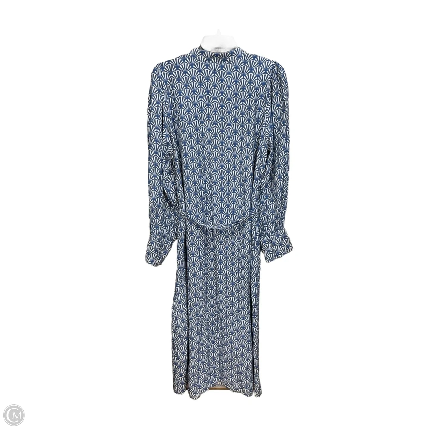 Dress Casual Midi By H&m In Blue & Cream, Size: M