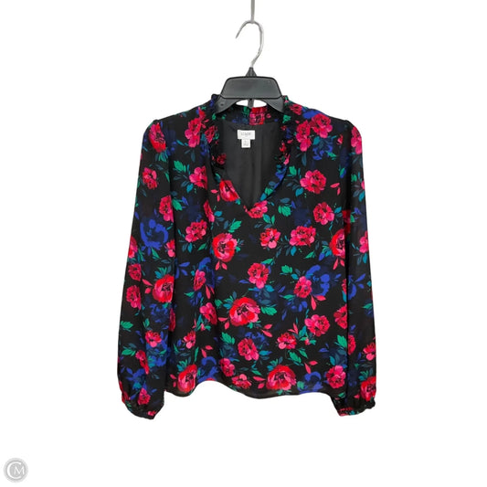 Blouse Long Sleeve By J. Crew In Floral Print, Size: L
