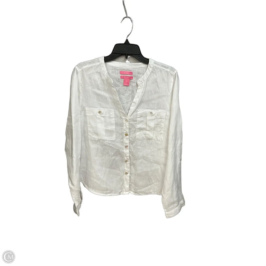 Blouse Long Sleeve By Isaac Mizrahi In White, Size: L