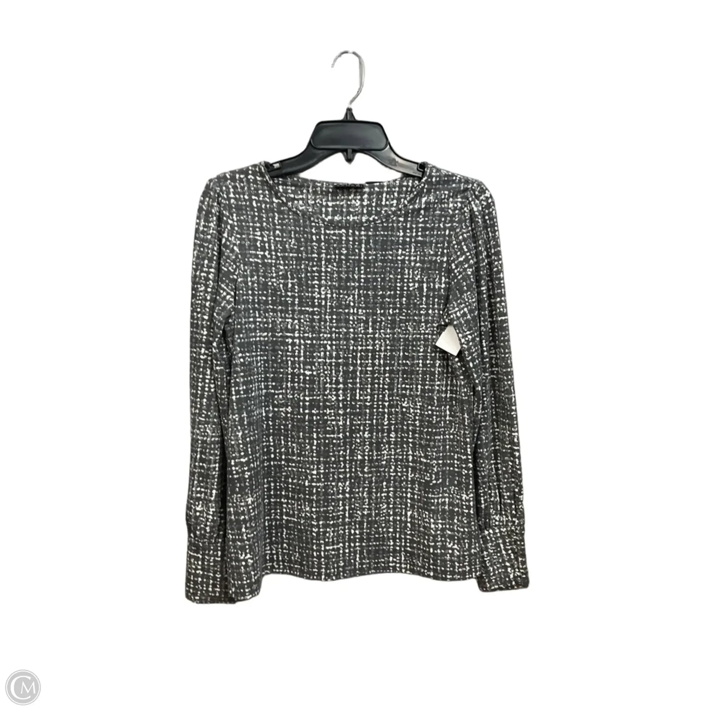 Top Long Sleeve By Tahari In Grey & White, Size: S