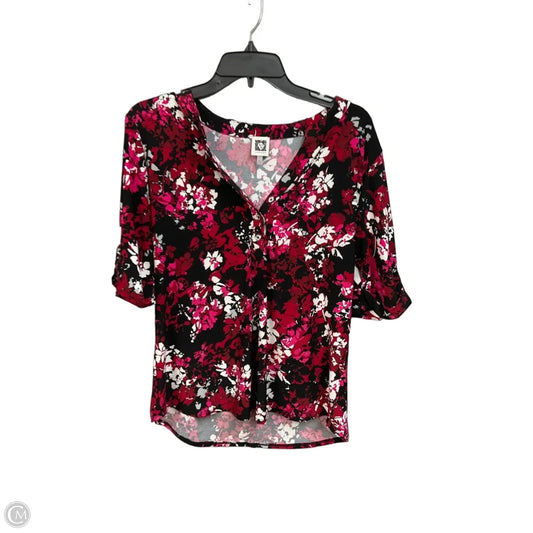 Top Short Sleeve By Anne Klein In Floral Print, Size: L